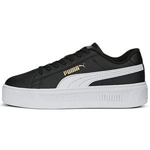 PUMA Dames Smash Platform V3 Sneaker, Puma Zwart Puma Wit Puma Goud, 38.5 EU