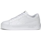 PUMA - Smash Platform v3 Sneakers - Wit/Zilver - Leren Bovenwerk - Rubberen Buitensole