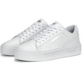 PUMA - Smash Platform v3 Sneakers - Wit/Zilver - Leren Bovenwerk - Rubberen Buitensole
