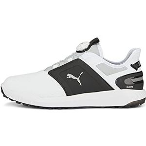 PUMA Ignite Elevate Disc golfschoen voor heren, Puma White Puma Zwart Puma Zilver, 49.5 EU