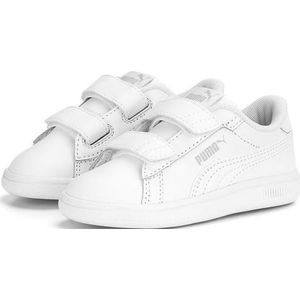 PUMA SMASH 3.0 L V INF - Sneakers Unisex Kinderen, PUMA WHITE-COOL LICHT Grijs, 23 EU