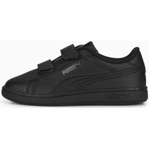 PUMA Smash 3.0 leren V sneakers, Zwart/Grijs, Maat 27,5