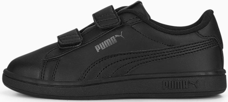 PUMA Smash 3.0 leren V sneakers, Zwart/Grijs, Maat 27,5