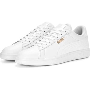 PUMA Smash 3.0 L Sneaker voor heren, Puma White PUMA White PUMA Goud, 40.5 EU