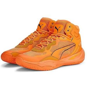 PUMA Playmaker Pro Mid Laser Basketbalschoenen voor heren, ultra oranje-CLEMaleTINE, maat 43