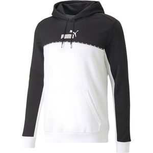 Puma Ess Block X Tape Hoodie Wit,Zwart Man