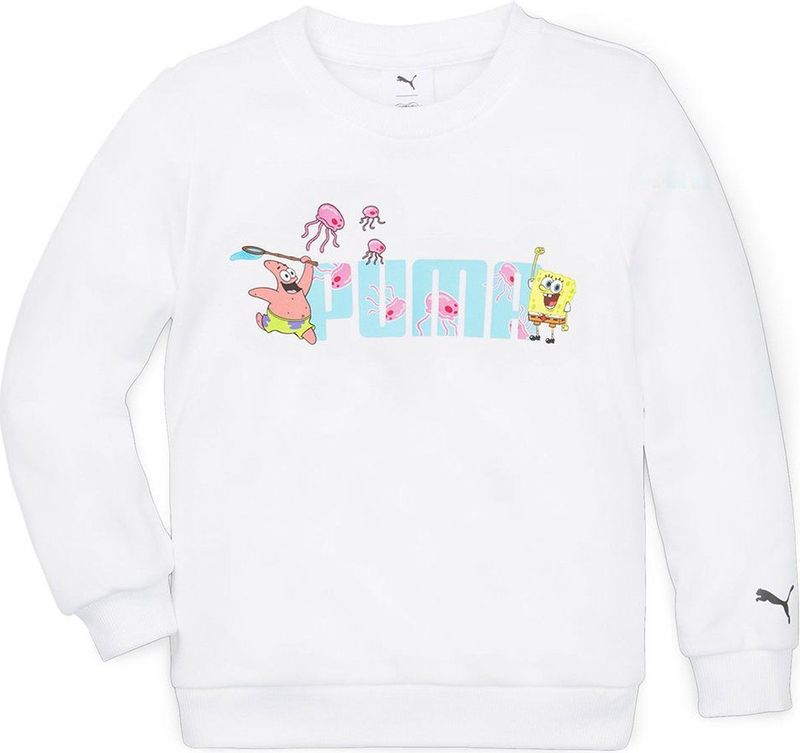 Puma - X Spongebob - Crew Sweatshirt - Wit - 68% Katoen, 32% Gerecycled Polyester