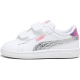 PUMA Smash 3.0 Star Glo Sneakers voor meisjes, Puma White PUMA Silver Strawberry Burst Purple Pop, 26 EU