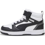 PUMA Rebound V6 Mid AC+ PS Sneakers voor kinderen, uniseks, Puma White PUMA Black Shadow Gray, 28 EU