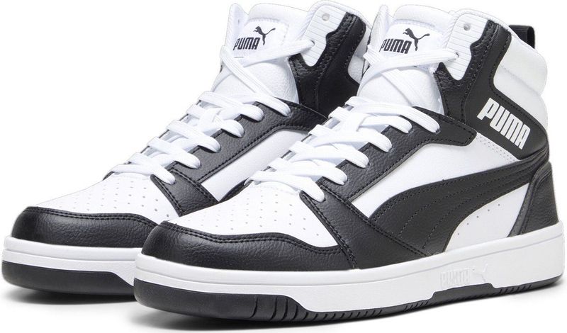 PUMA Rebound V6 High-Top Sneaker nachhaltige Damen und Herren Turnschuhe mit Softfoam+ Basketball 392326 01 Weiß