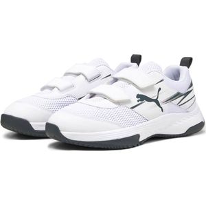 PUMA Varion Ii V Jr Indoor Court Schoen voor kinderen, uniseks, Puma Wit Schaduw Grijs, 31 EU