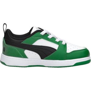 PUMA Rebound V6 Lo Ac Inf Sneakers voor kinderen, uniseks, Puma White PUMA Black Archive Green, 23 EU