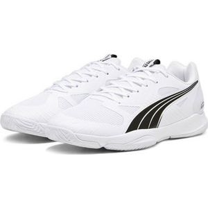 PUMA Unisex Attacourt Indoor Court Schoen, Puma Wit PUMA Zwart Beton Grijs, 46.5 EU