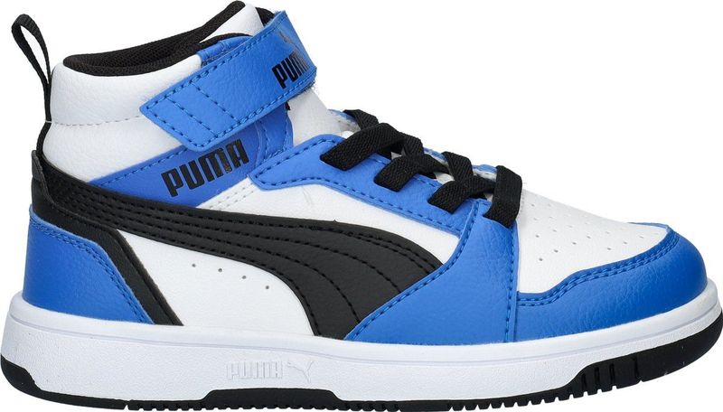 PUMA Puma Rebound V6 Mid Ac+ Ps uniseks-kind Sneaker Mid top, PUMA WHITE-PUMA BLACK-RACING BLUE, 33 EU