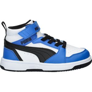 PUMA Rebound V6 Mid Ac+ Ps Sneakers voor kinderen, uniseks, Puma White PUMA Black Racing Blue, 33 EU