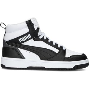 PUMA Rebound V6 Mid Jr Kinder Sneakers - Wit/Zwart - Maat 37,5