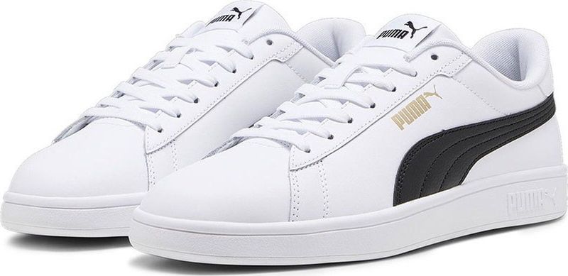PUMA - Smash 3.0 L - Sneakers - Zwart/Wit/Goud - Leer - Gerecycled Materiaal