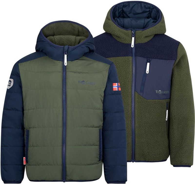 Trollkids Kids Sandvika Turnover Jacket Fleecevest (Kinderen |olijfgroen/blauw)
