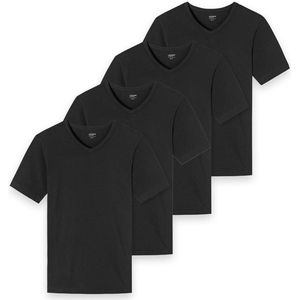 Schiesser - Uncover - T-shirt - Zwart - Stretchkatoen - 4-pack