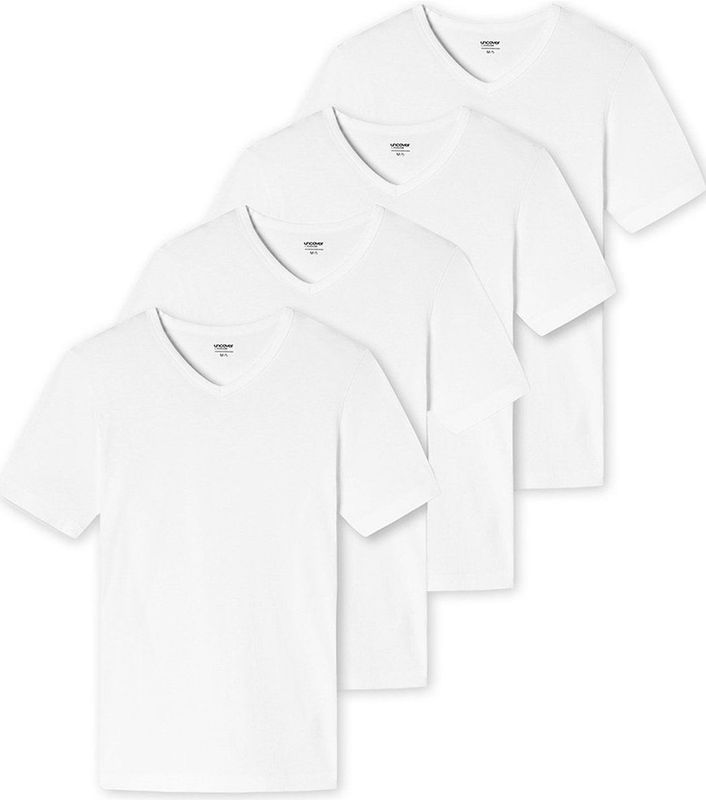 Schiesser T-shirt V-hals Uncover 4-pack wit