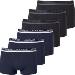 Schiesser - Uncover - Boxershorts - Blauw/Zwart - 6-pack van Stretch Katoen