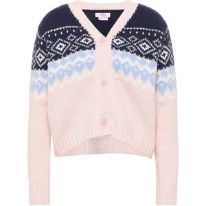 MYMO - Gebreid Vest - Lichtblauw Donkerblauw Pastelroze Wit - Knoopsluiting V-hals