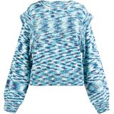 MYMO - Trui - Lichtblauw - Donkerblauw - Wit - Ronde Hals - Losse Pasvorm - Lange Mouw