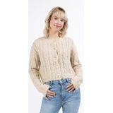 Mymo - Blonda - Vest - Beige - Cropped - Kabelgebreid