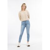 Mymo - Blonda - Vest - Beige - Cropped - Kabelgebreid