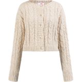 Mymo - Blonda - Vest - Beige - Cropped - Kabelgebreid