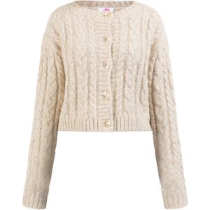 Mymo - Blonda - Vest - Beige - Cropped - Kabelgebreid