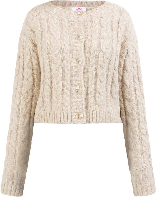 Mymo - Blonda - Vest - Beige - Cropped - Kabelgebreid