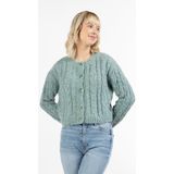 Mymo - Blonda - Vest - Blauwe muntmelange - Cropped - Kabelgebreid patroon