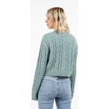 Mymo - Blonda - Vest - Blauwe muntmelange - Cropped - Kabelgebreid patroon