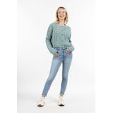 Mymo - Blonda - Vest - Blauwe muntmelange - Cropped - Kabelgebreid patroon