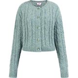 Mymo - Blonda - Vest - Blauwe muntmelange - Cropped - Kabelgebreid patroon