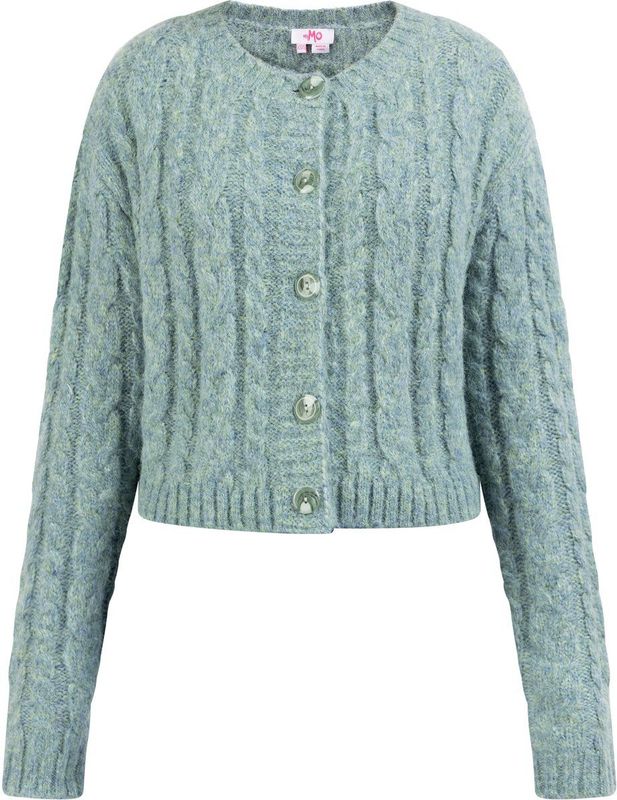 Mymo - Blonda - Vest - Blauwe muntmelange - Cropped - Kabelgebreid patroon