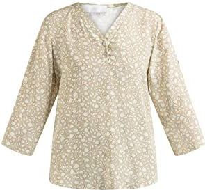 usha - Blouse - Beige - Meerkleurig - Elegante Slip-on Blouse met All-over Bloemenprint