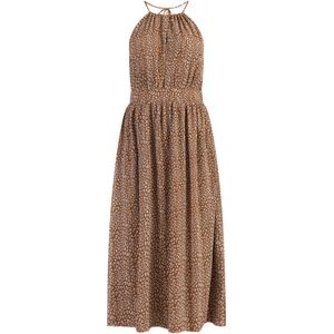 Faina - Zomerjurk - Camel/Wit - Chiffon - Mouwloos - Bloemenprint