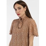 Faina - Jurk - Camel/Wit - Chiffon - Dierenprint - 7/8 Lengte