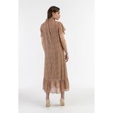 Faina - Jurk - Camel/Wit - Chiffon - Dierenprint - 7/8 Lengte