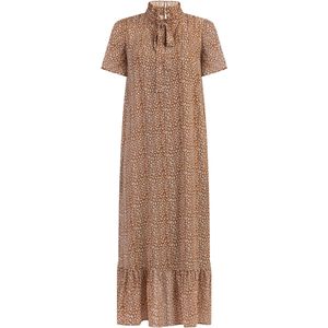 Faina - Jurk - Camel/Wit - Chiffon - Dierenprint - 7/8 Lengte