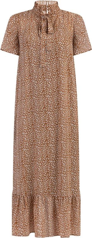 Faina - Jurk - Camel/Wit - Chiffon - Dierenprint - 7/8 Lengte