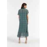 faina - Jurk - Smaragd - Dierenprint - 7/8 Lengte - Knoopsluiting