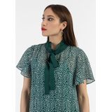 faina - Jurk - Smaragd - Dierenprint - 7/8 Lengte - Knoopsluiting