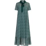 faina - Jurk - Smaragd - Dierenprint - 7/8 Lengte - Knoopsluiting