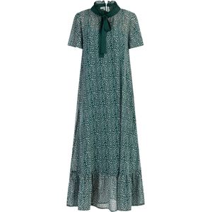faina - Jurk - Smaragd - Dierenprint - 7/8 Lengte - Knoopsluiting