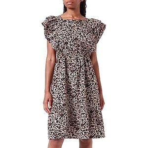 Faina - Midijurk - Beige - Luipaardprint - Ruches