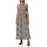 Faina - Jurk - Beige - Dierenprint - Haltermodel - 3/4 Lengte