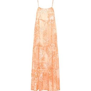 IZIA Zomerjurk  pasteloranje / wit